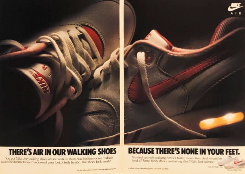 Nike Schuh-Werbung aus einer Zeitschrift aus dem Jahr 1988